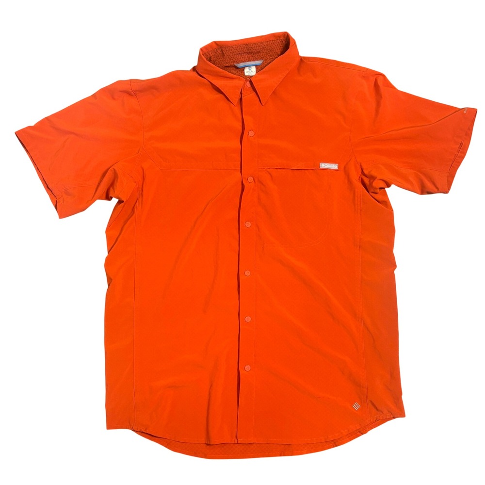 Columbia Omni-Freeze Zero Shirt Size M Orange Short Sleeve Vented Fishing